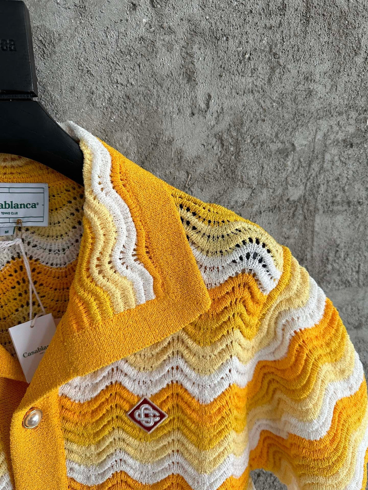 Yellow Knit Chevron Short-Sleeve - Men's