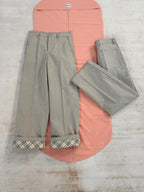 Grey Wool Check Cuff Straight - Men's
