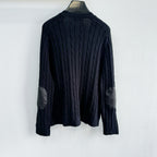 Black Wool Cable Cardigan - Men's