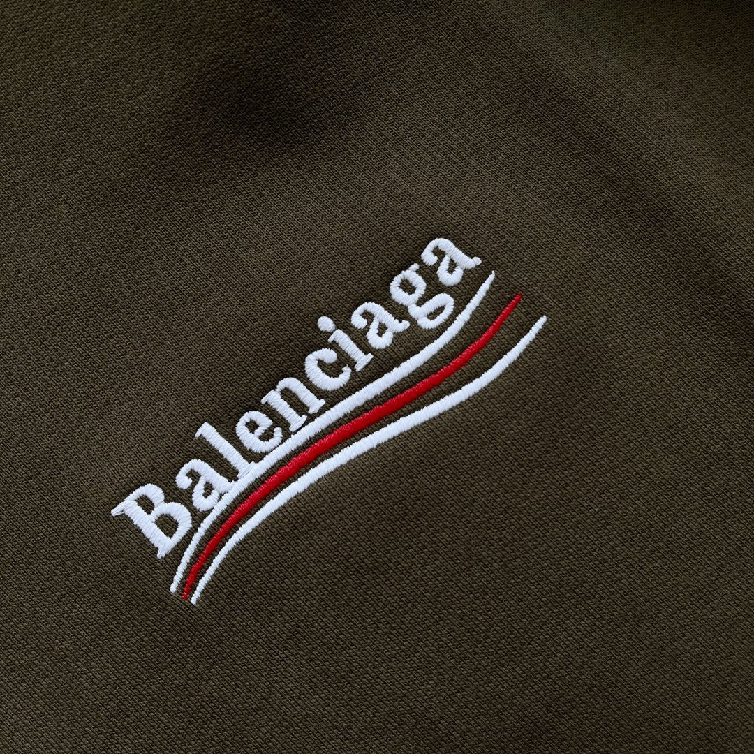 Olive Cotton Chest Logo Pullover - Men's