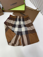 Brown Cotton Check Drawstring - Men's