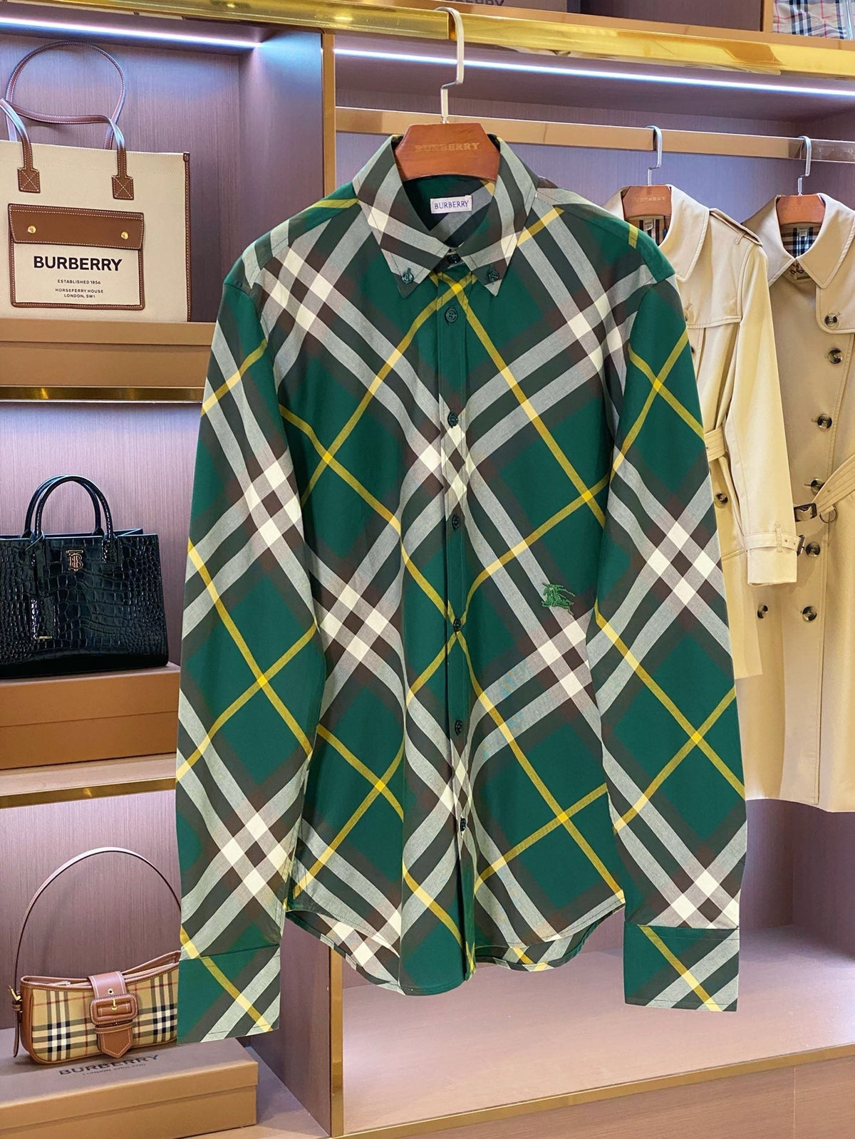 Green Flannel Check Long-Sleeve - Men's