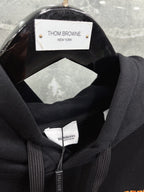 Black Cotton Plain Zip-Through - Men's