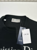 Navy Wool Text Logo Crewneck - Men's