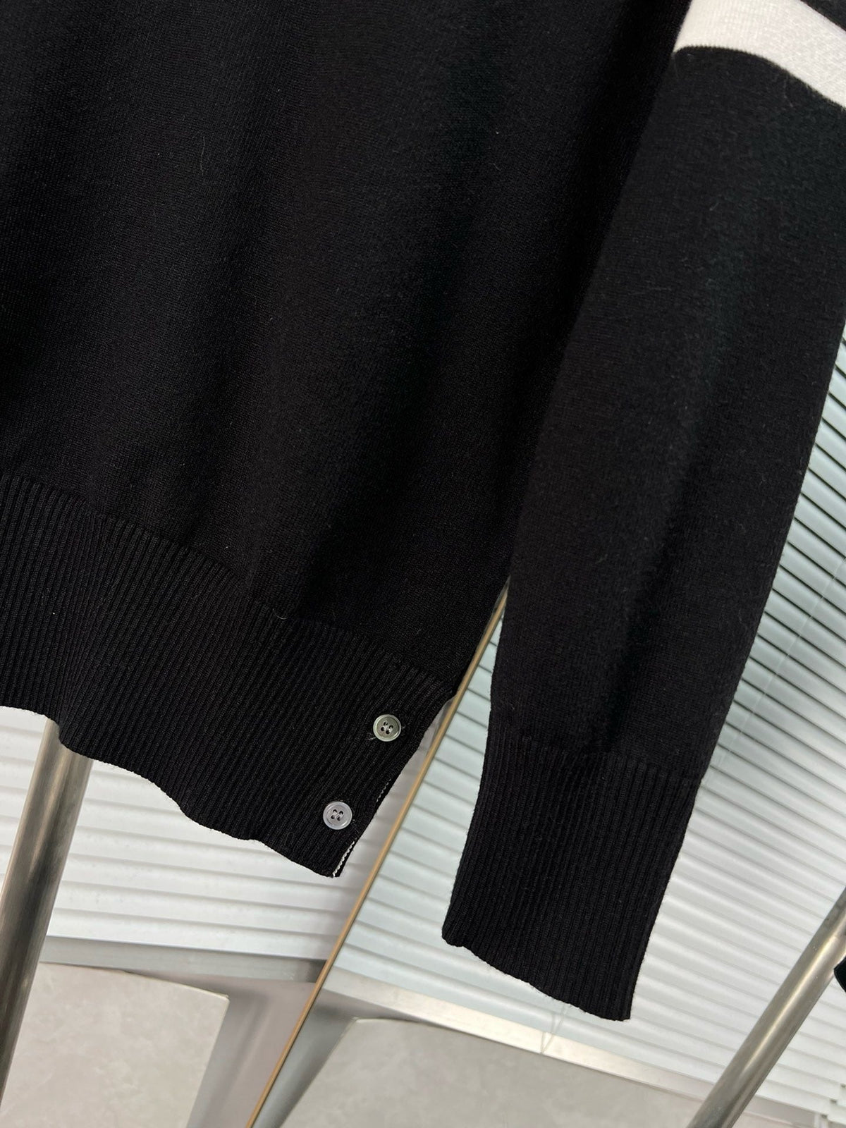 4-Bar Crewneck Cream Sweater - Men's