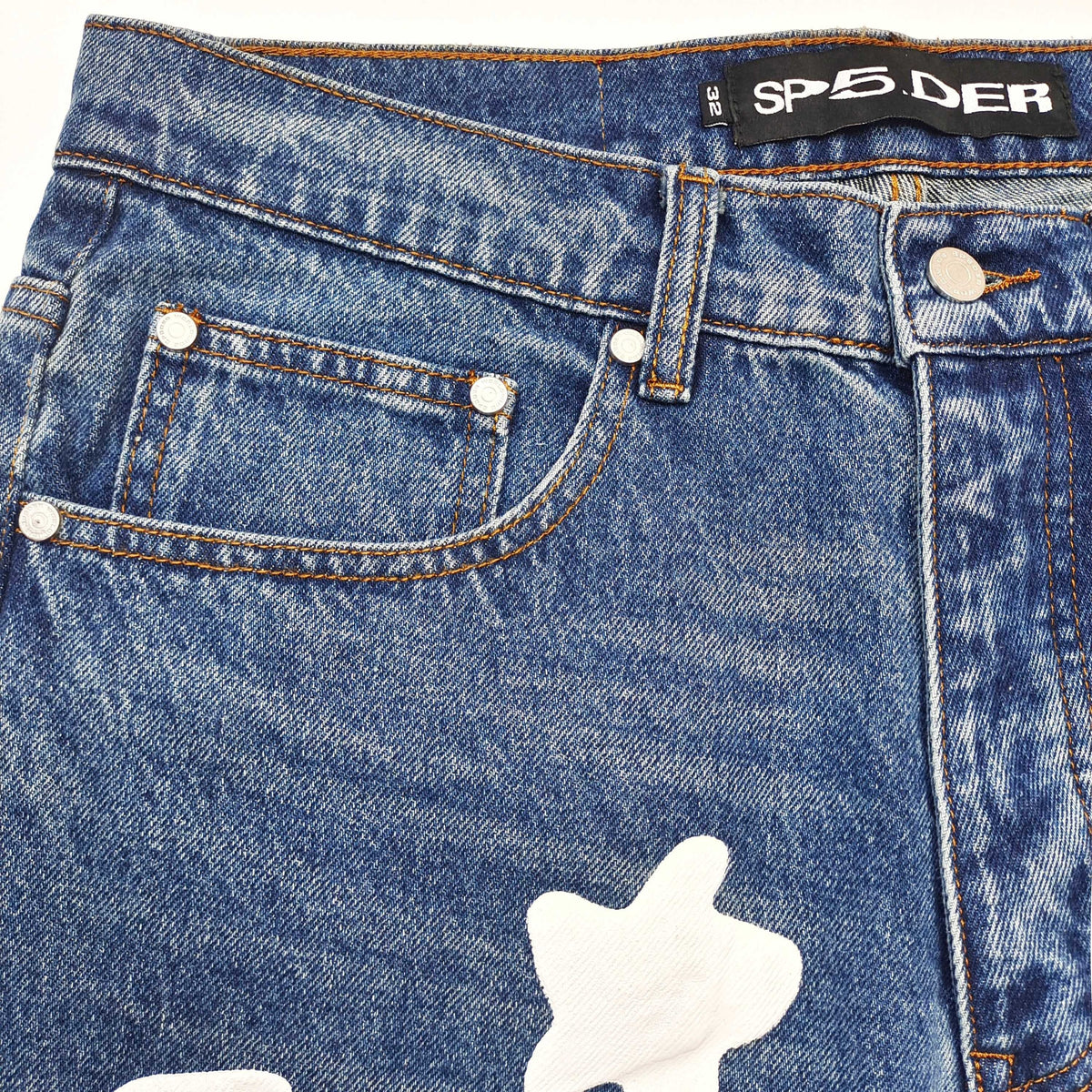 Blue Denim Star Patch Straight - Women's