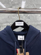 Navy Cotton Striped Placket Zip-Through - Men's