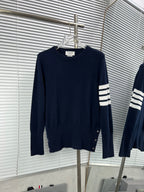 4-Bar Crewneck Navy Knit - Men's