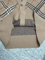 Check Knit Cardigan Camel - Men's