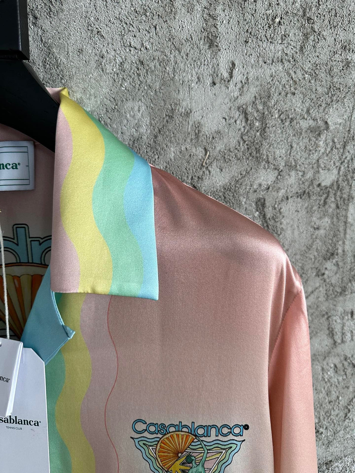 Pastel Scenic Print Silk Shirt - Men's