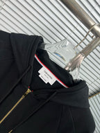 4-Bar Zip Black Hoodie - Men's