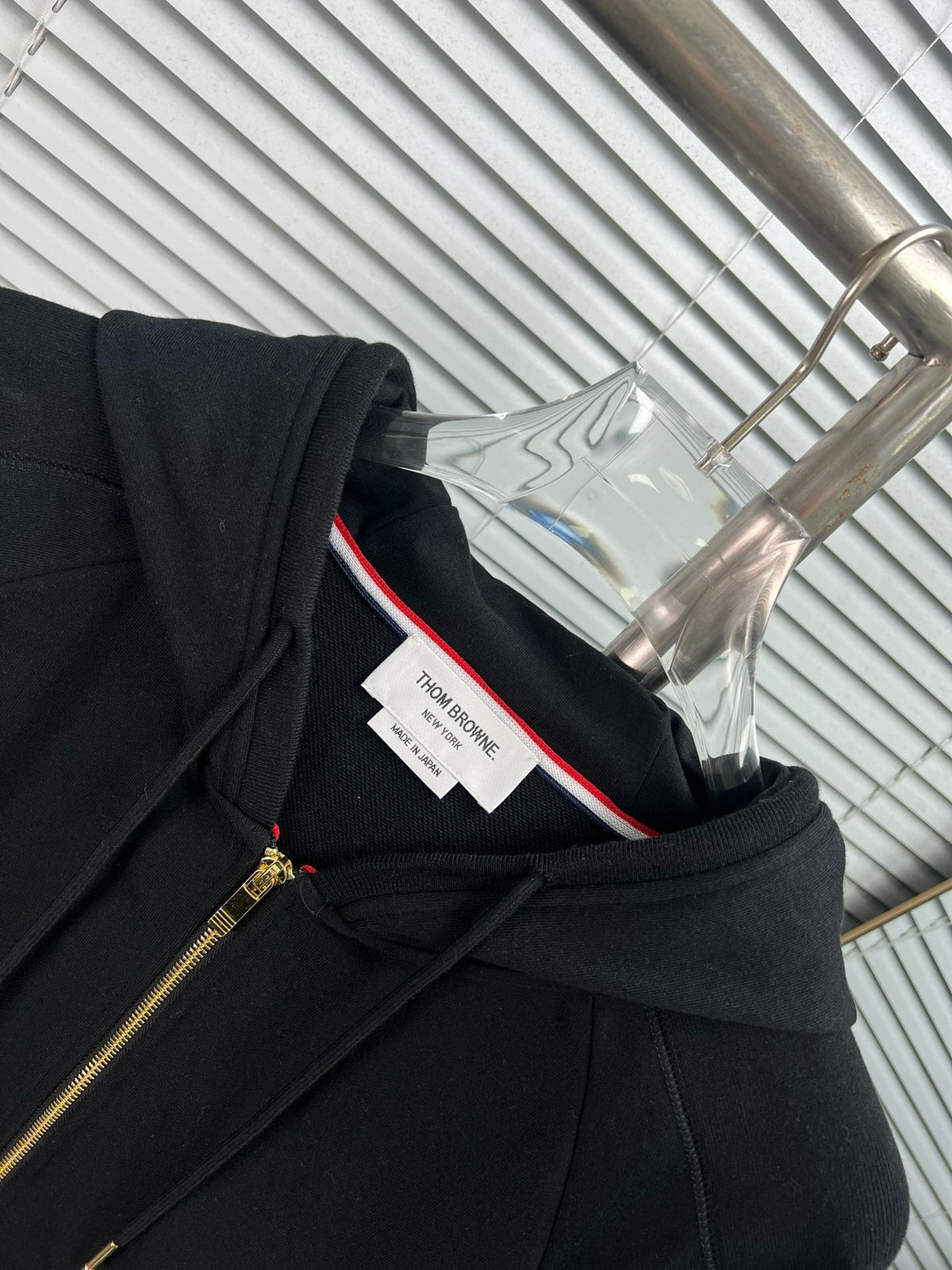 4-Bar Zip Black Hoodie - Men's