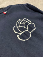 4-Bar Crewneck Navy Sweater - Men's
