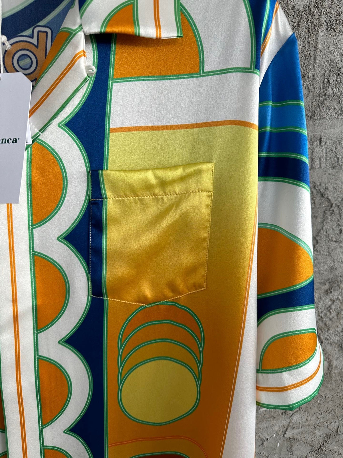 Yellow Architectural Print Silk Shirt - Men's