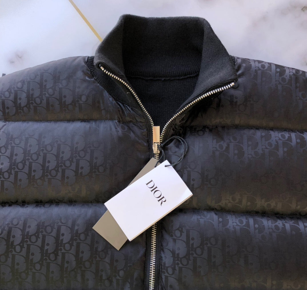Navy Blue and Black Puffer Jacket - Men's