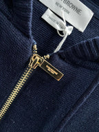 Navy Cotton Striped Sleeve Zip-Through - Men's
