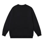 Black Cotton Text Logo Crewneck - Men's