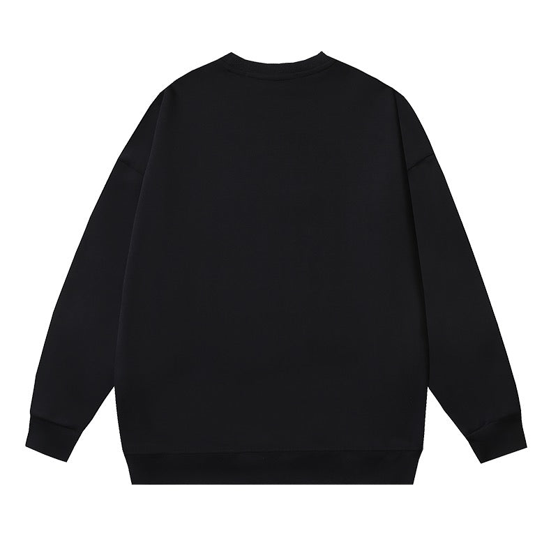 Black Cotton Text Logo Crewneck - Men's