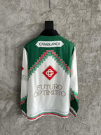 Futuro Optimisto Print Silk Polo Shirt - Men's