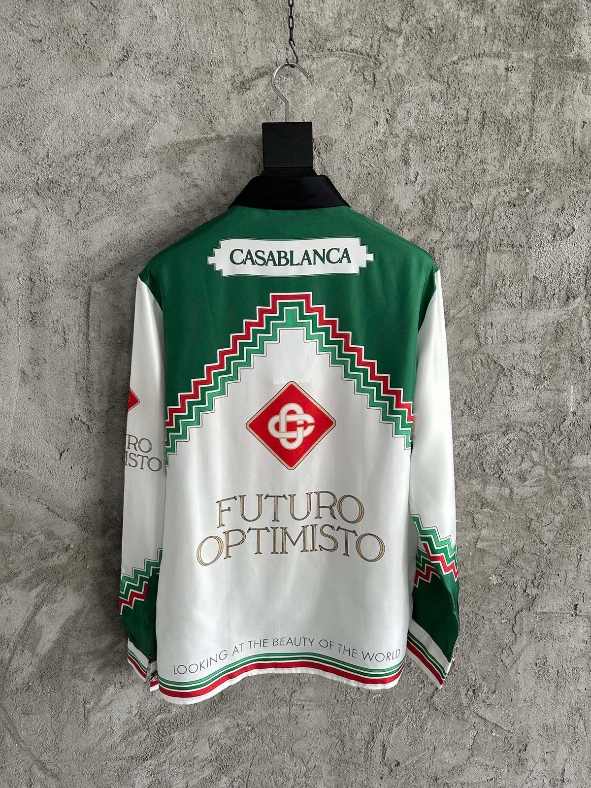 Futuro Optimisto Print Silk Polo Shirt - Men's