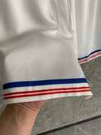 White Cotton Striped Hem Drawstring - Men's