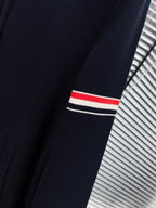 Navy Wool Armband Stripe Zip-Through - Men's