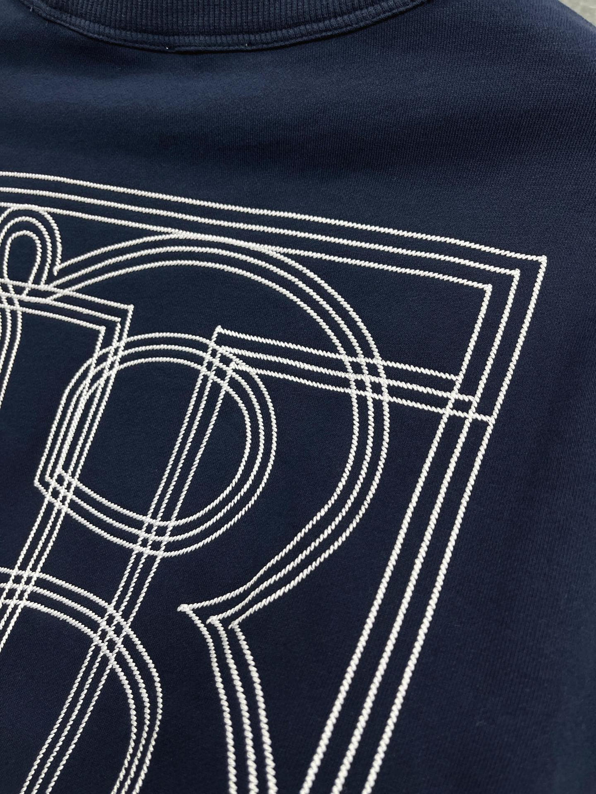 Black Cotton Tonal Crewneck - Men's