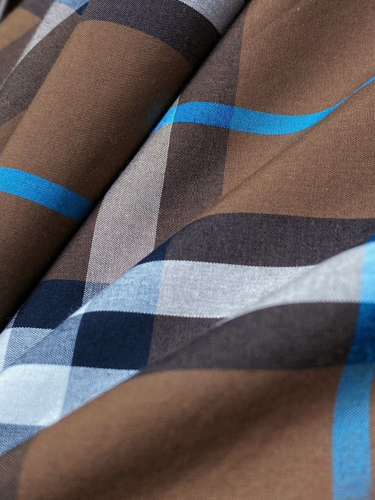 Beige Cotton Tartan Long-Sleeve - Men's