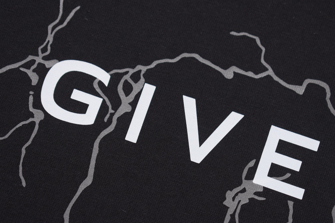 Black Cotton Lightning Print Long-Sleeve - Men's