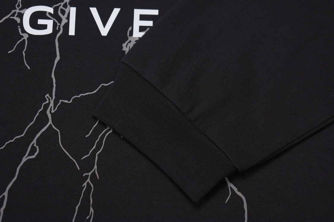 Black Cotton Lightning Print Long-Sleeve - Men's