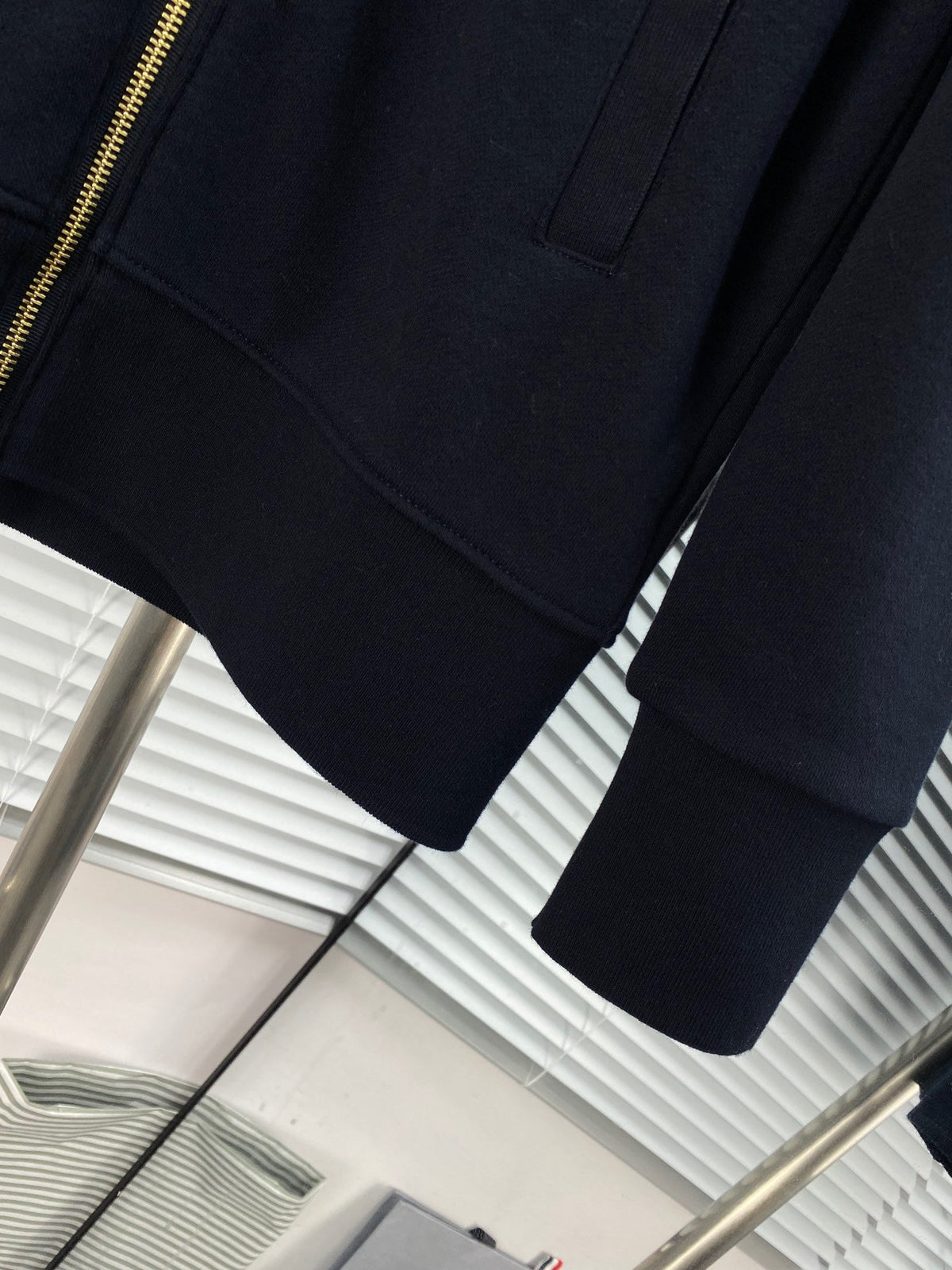Navy Wool Armband Stripe Zip-Through - Men's