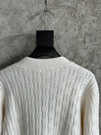 Cream Wool Cable Cardigan - Men's