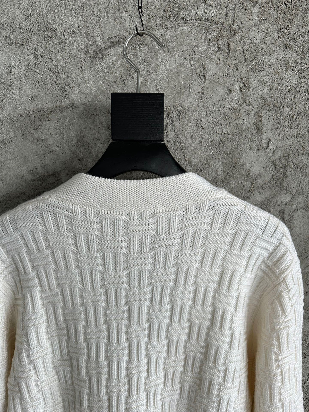 Cream Wool Cable Cardigan - Men's