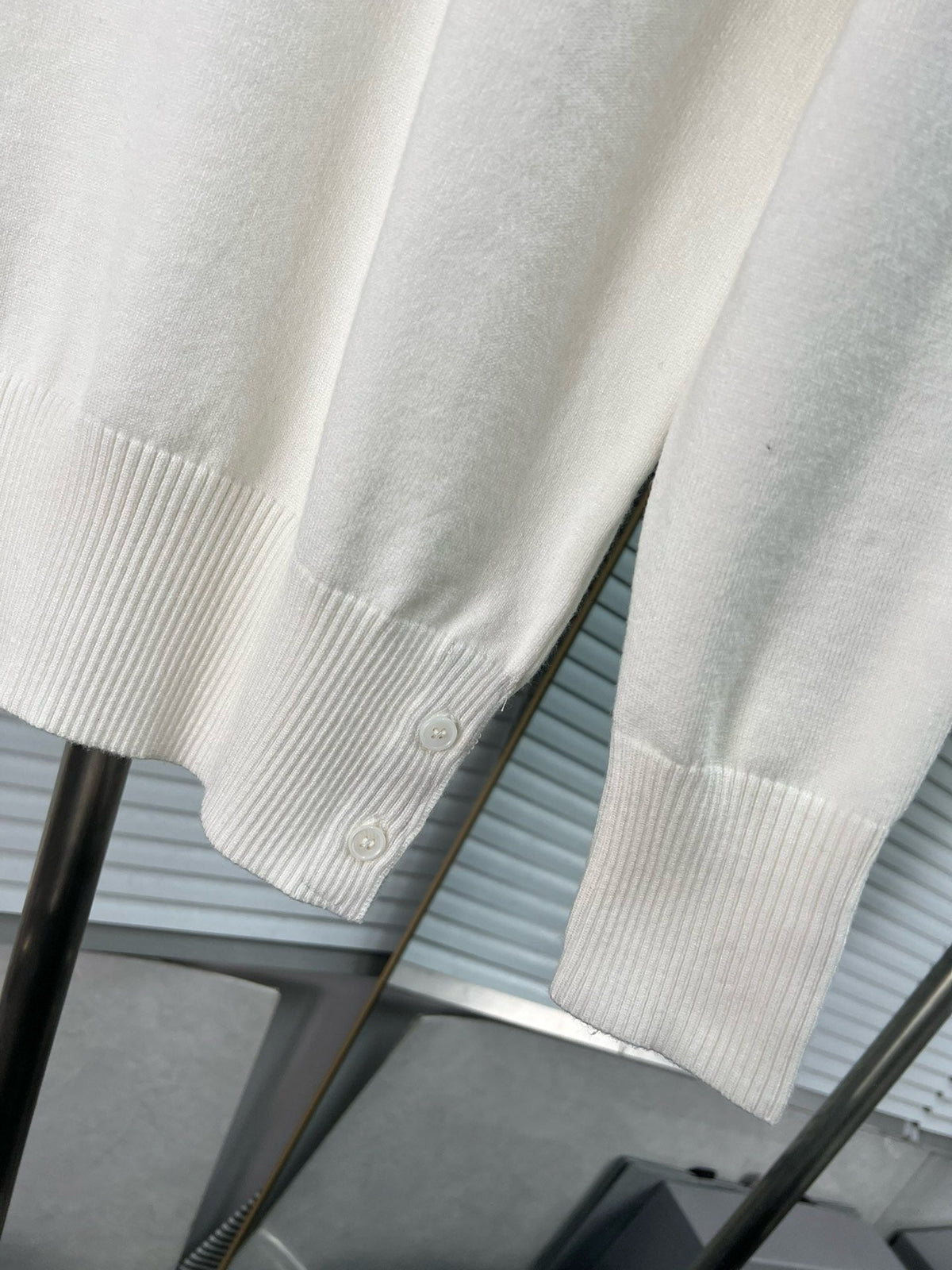 4-Bar Crewneck Cream Sweater - Men's