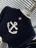 Navy Wool Four-Bar Cardigan - Men's