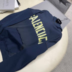 Navy Cotton Text Logo Pullover - Men's