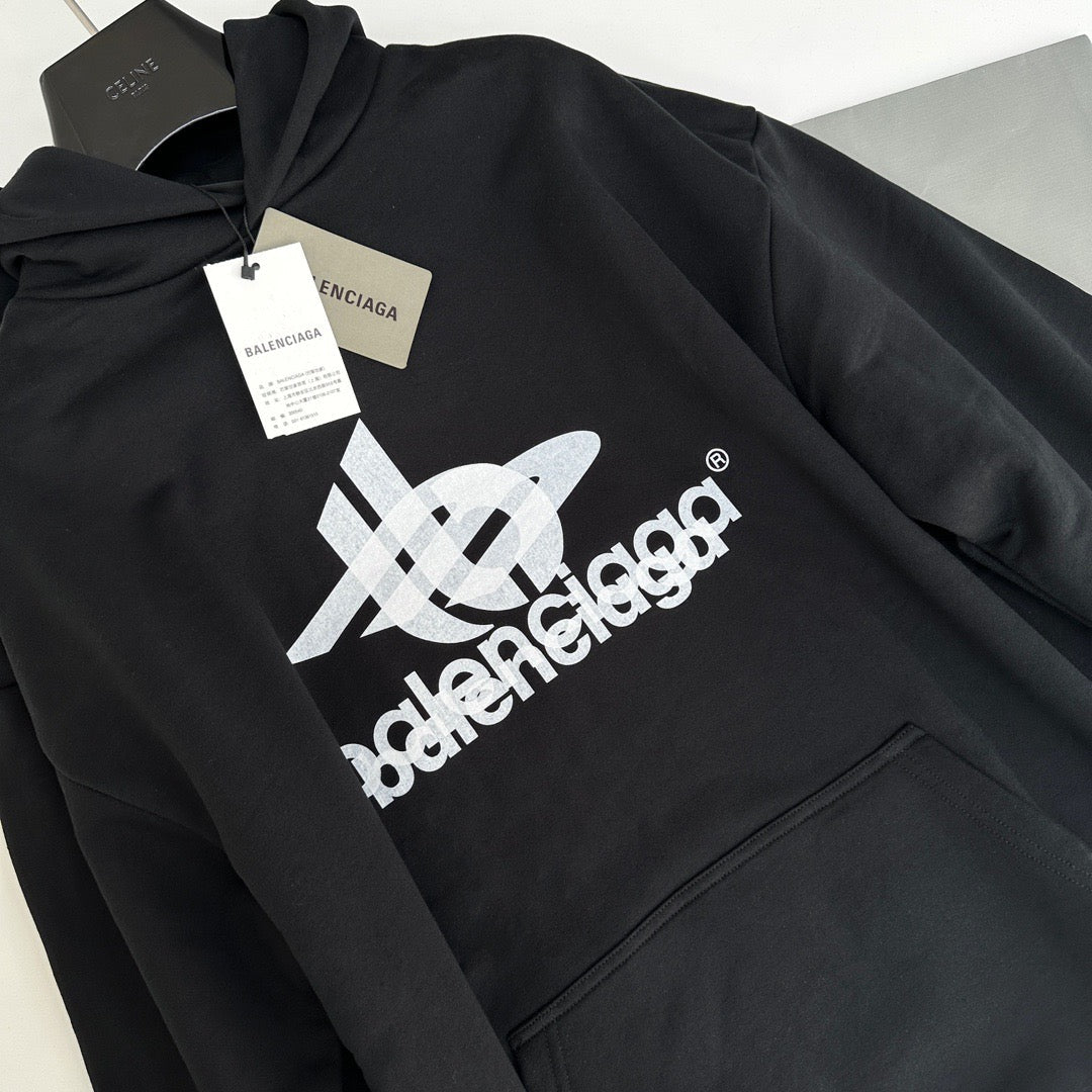 Black Cotton Logo Pullover - Men's