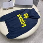Navy Cotton Text Logo Pullover - Men's