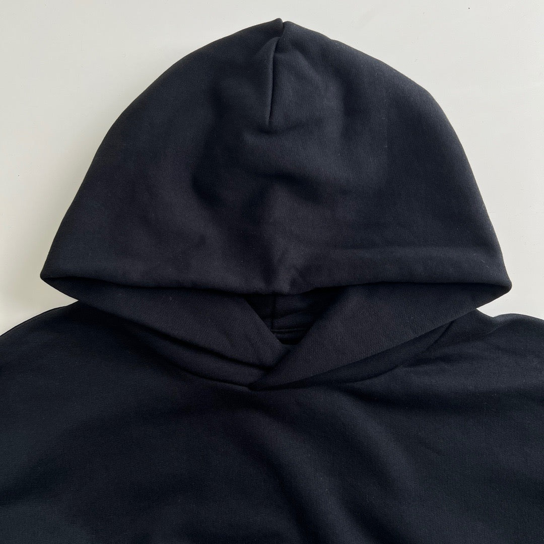 Black Cotton Varsity Text Pullover - Men's