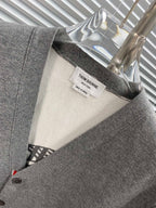 Grey Wool Bar Stripe Cardigan - Men's