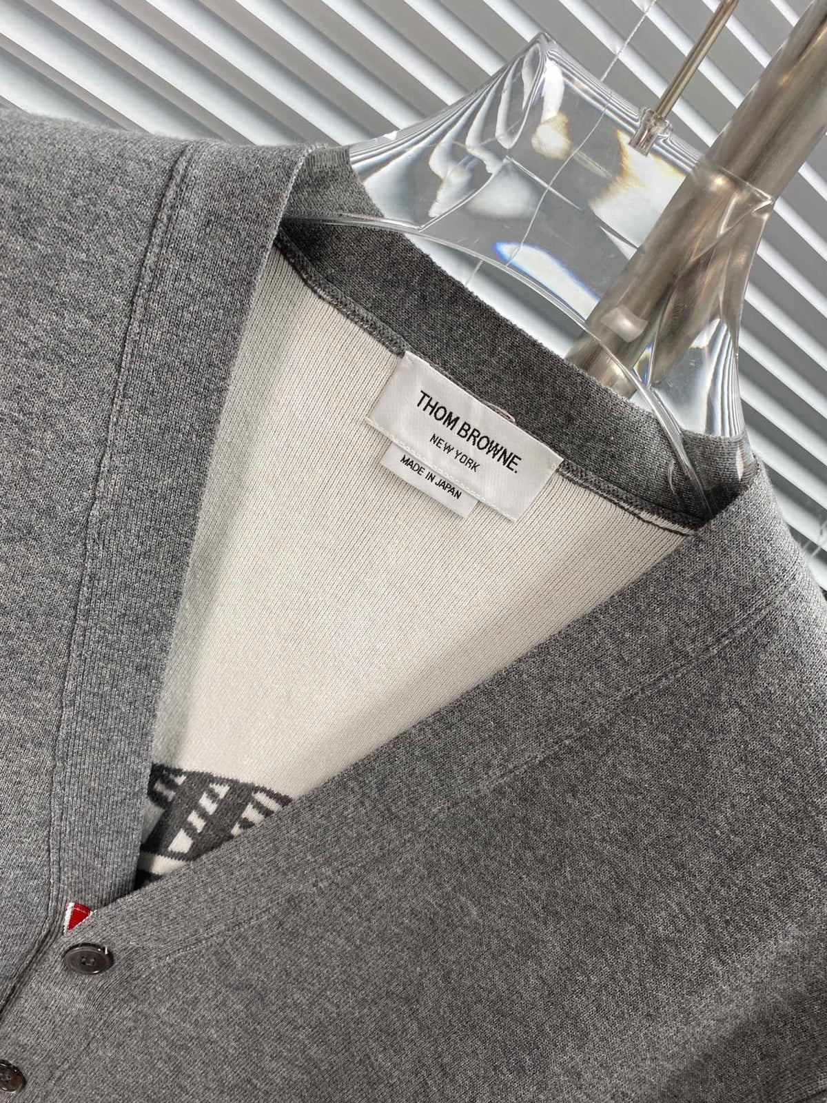 Grey Wool Bar Stripe Cardigan - Men's