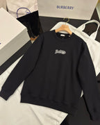 Black Cotton Chest Logo Crewneck - Men's