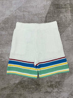 Green and Navy Striped Knit Shorts - Men's