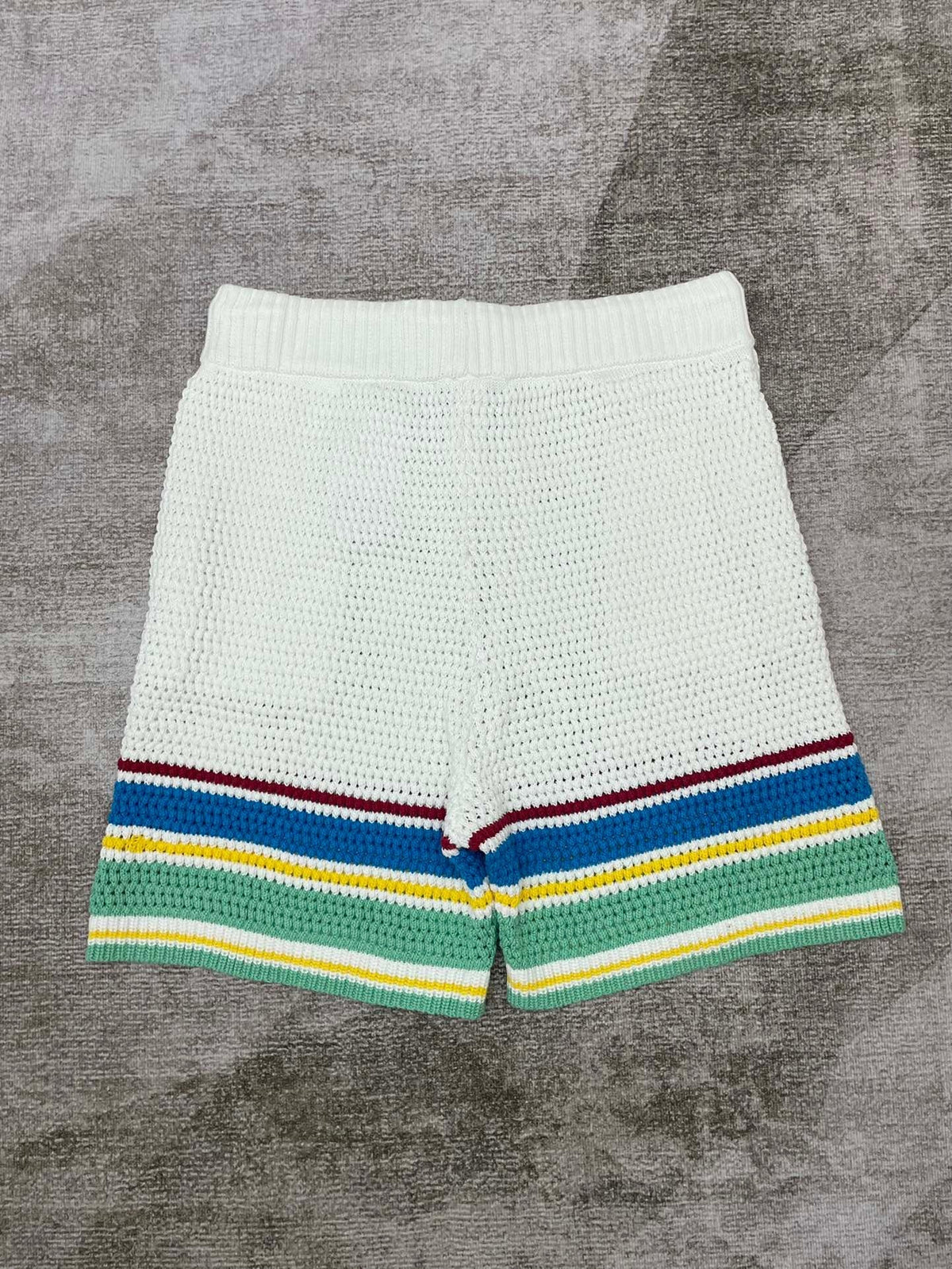 Green and Navy Striped Knit Shorts - Men's