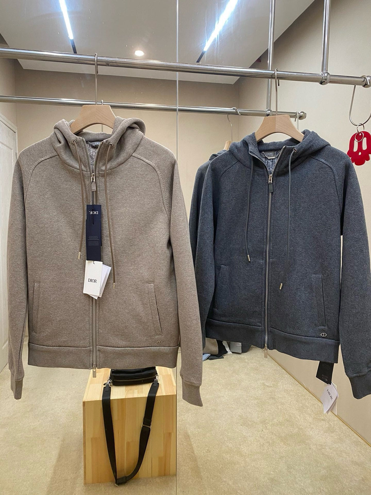 Grey Cotton Plain Zip-Through - Men's