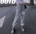 Navy Cotton Bar Stripe Joggers - Men's