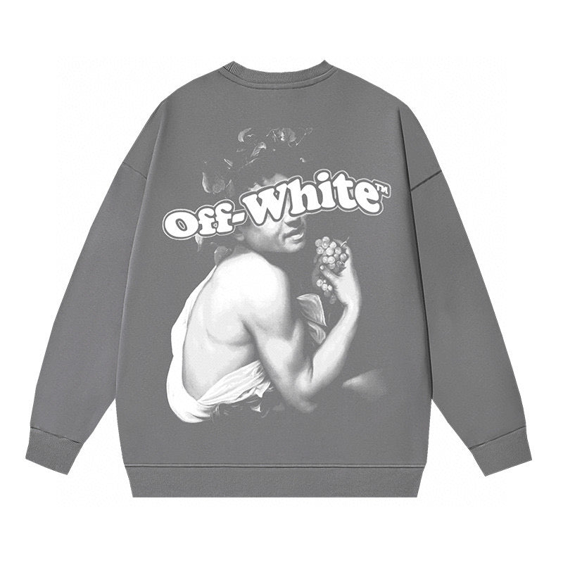 Black Cotton Small Text Crewneck - Men's