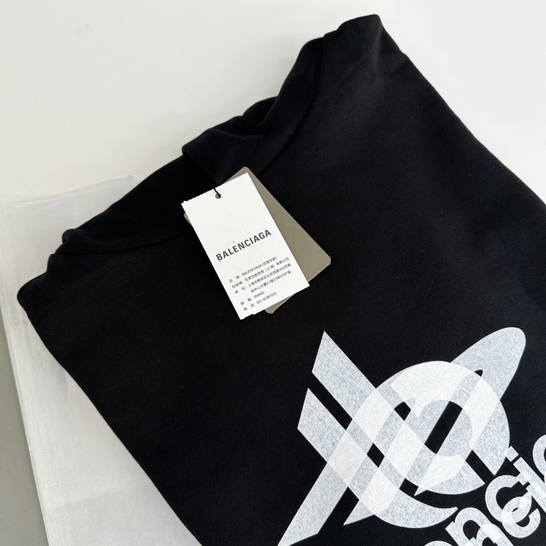 Black Cotton Logo Pullover - Men's