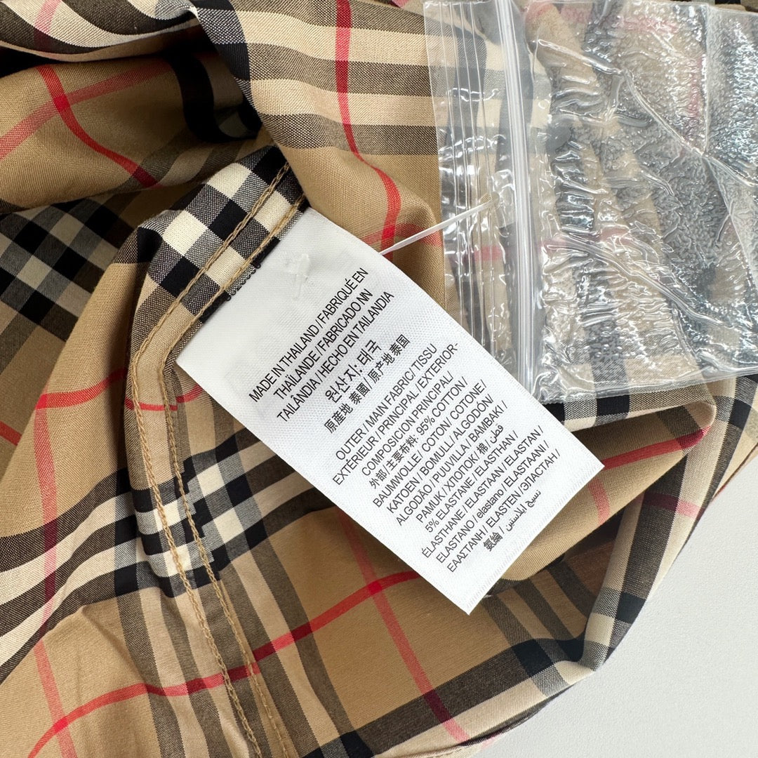 Beige Cotton Vintage Check Long-Sleeve - Men's