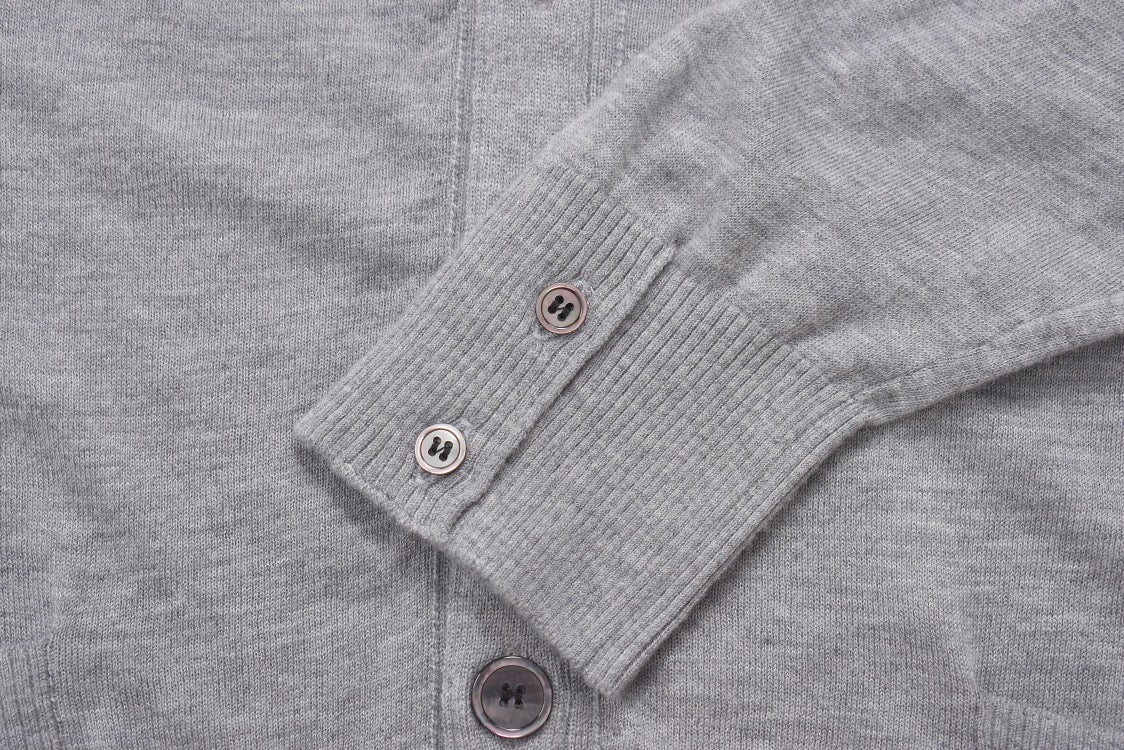 Grey Wool Four-Bar Cardigan - Men's
